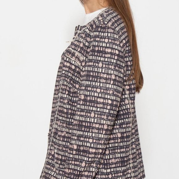 Gerry Weber Zip Crew Neck Plaid Square Pattern Full Zip Casual Dress Jacket - Picture 4 of 12